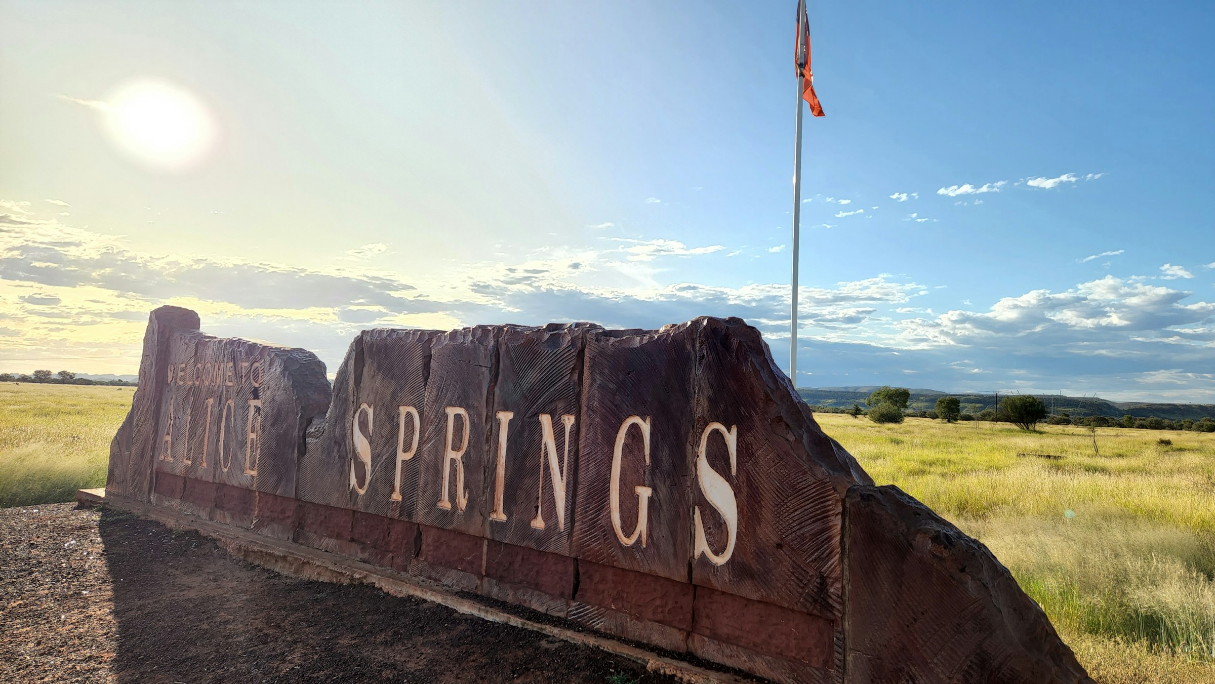 Sign for Alice Springs, Australia.